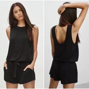 Wilfred Free Black Izabel Jersey Knit Romper Sz XS